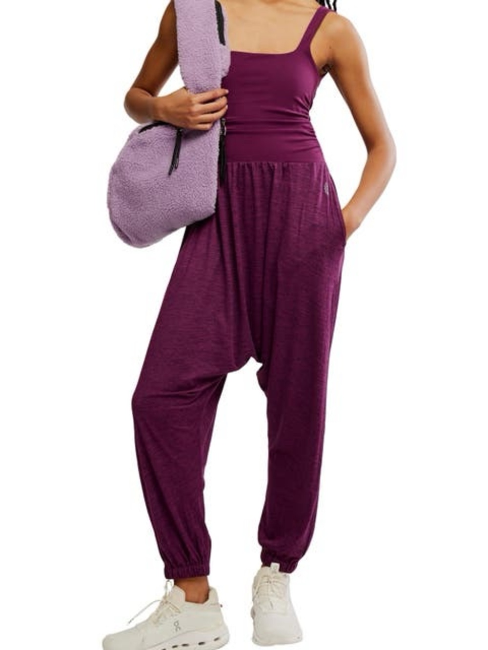 FP Movement by Free People Black Cherry Sleeveless Jumpsuit